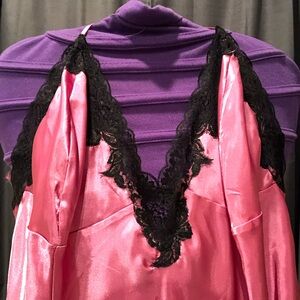 Frederick's of Hollywood - Elegant Lace Trim Nightgown - Pink